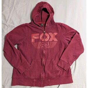 FOX Racing Hoodie Womens Medium Full Zip Logo Red Motocross Sweatshirt